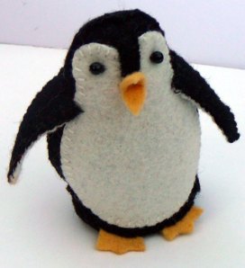 Hand stitched penguin from wool felt,my own design